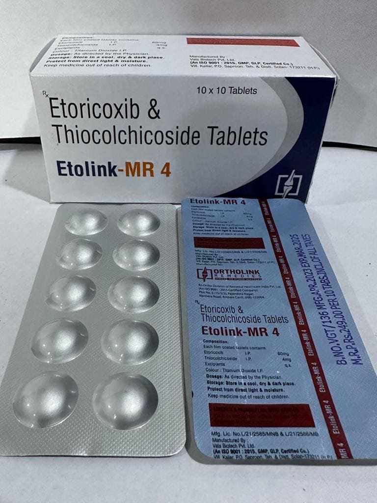 ETOLINK-MR 4 (Etoricoxib 60 mg+Thiocolchicoside 4mg Tablets.)