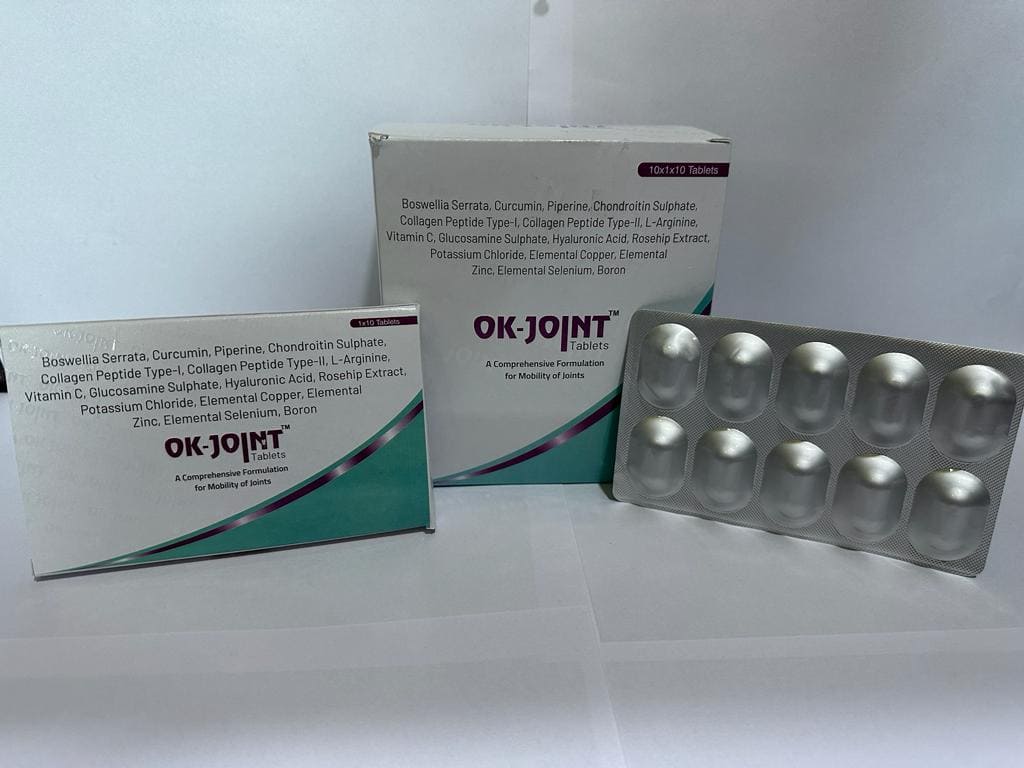 OKJOINT (Boswellia Serrata Curcumin Piperine Chondroitin Sulphate Collagen Peptide Type-1 Collagen Peptide Type-2 L-Arginine)